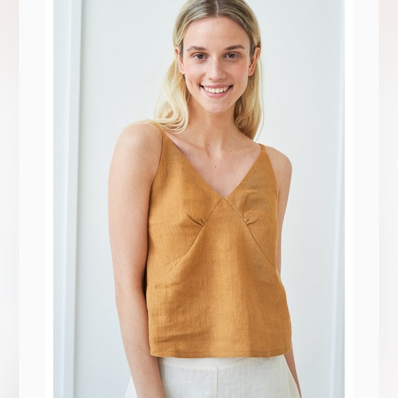 Linen Handmade Studio Scoop Neck Linen Top VIOLA | Mellow Rose | Medium - Picture 3 of 12